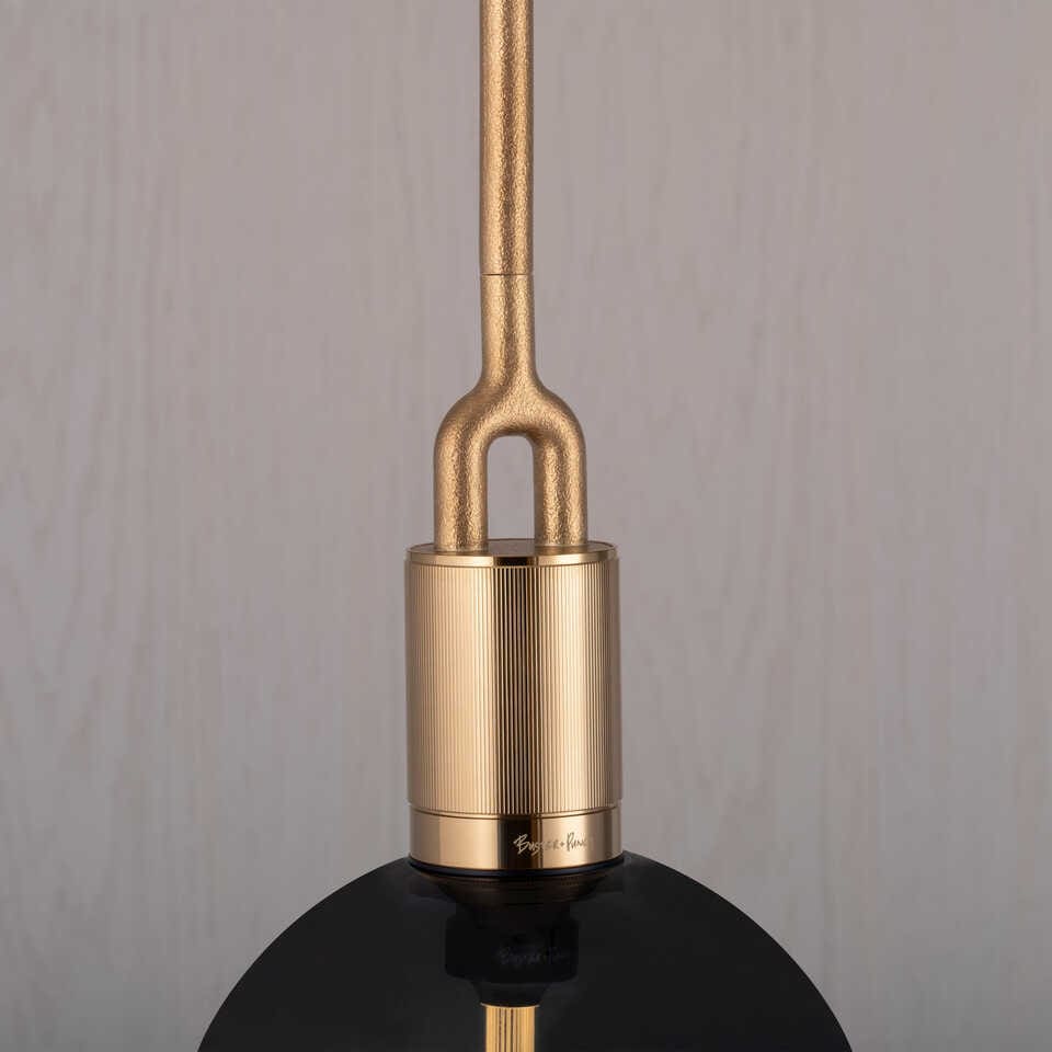 Forked Lighting Pendant Detail Brass Smoked Globe Web
