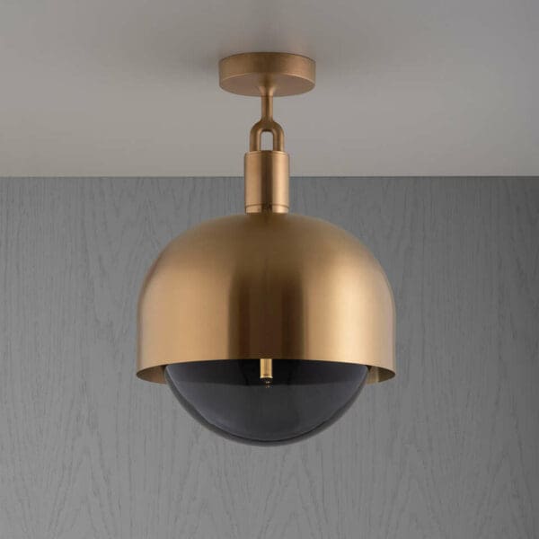 Forked lighting Ceiling Brass Large Shade Smoked Globe v1 Web