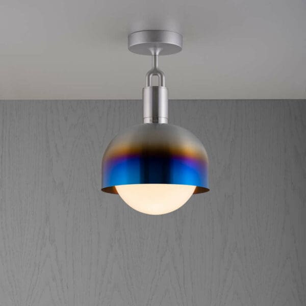 Forked lighting Ceiling Burnt Metal Medium Shade Opal Globe Web