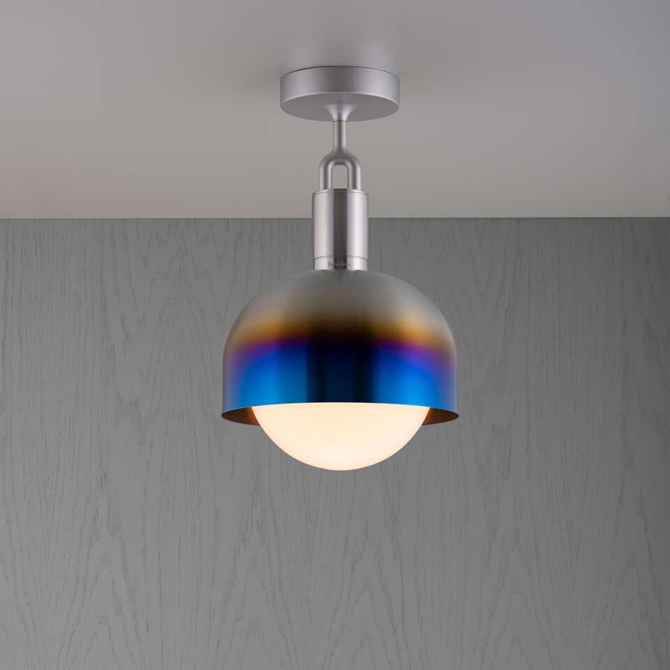 Taklampa Forked Ceiling Shade Globe Opal Burnt steel Medium