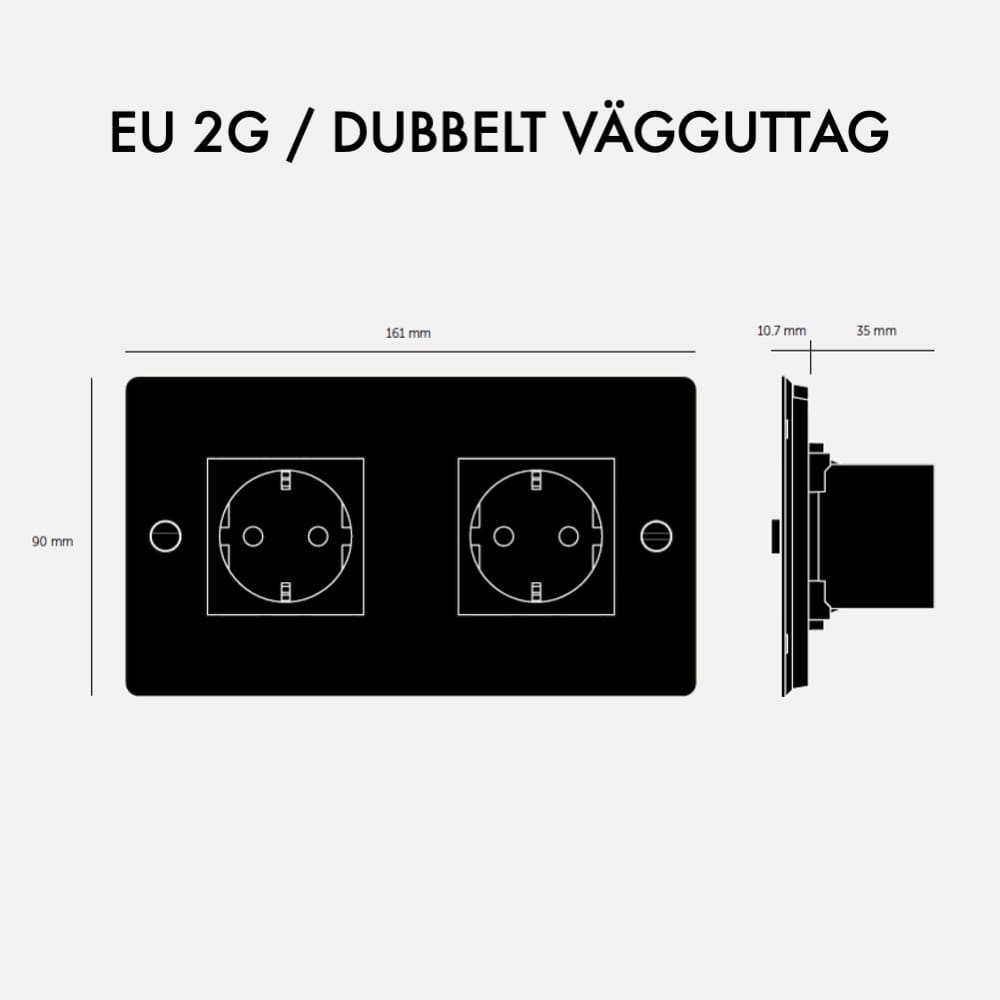 EU 2G Vägguttag / Dubbel / Vit – frontapply.se