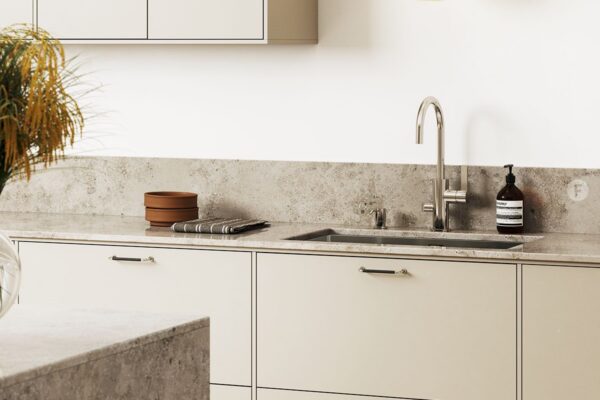 Kök från IKEA, Havstorp Beige med kalksten Dietfurt Grey från Frontapply